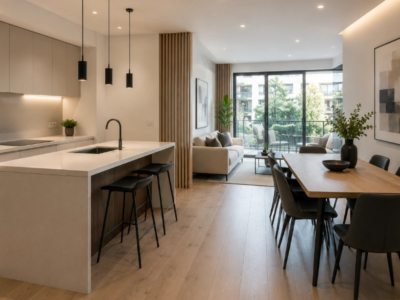 reforma integral terminada en vivienda moderna con cocina abierta y salon integrado reforma integral terminada en vivienda moderna con cocina abierta y salon integrado