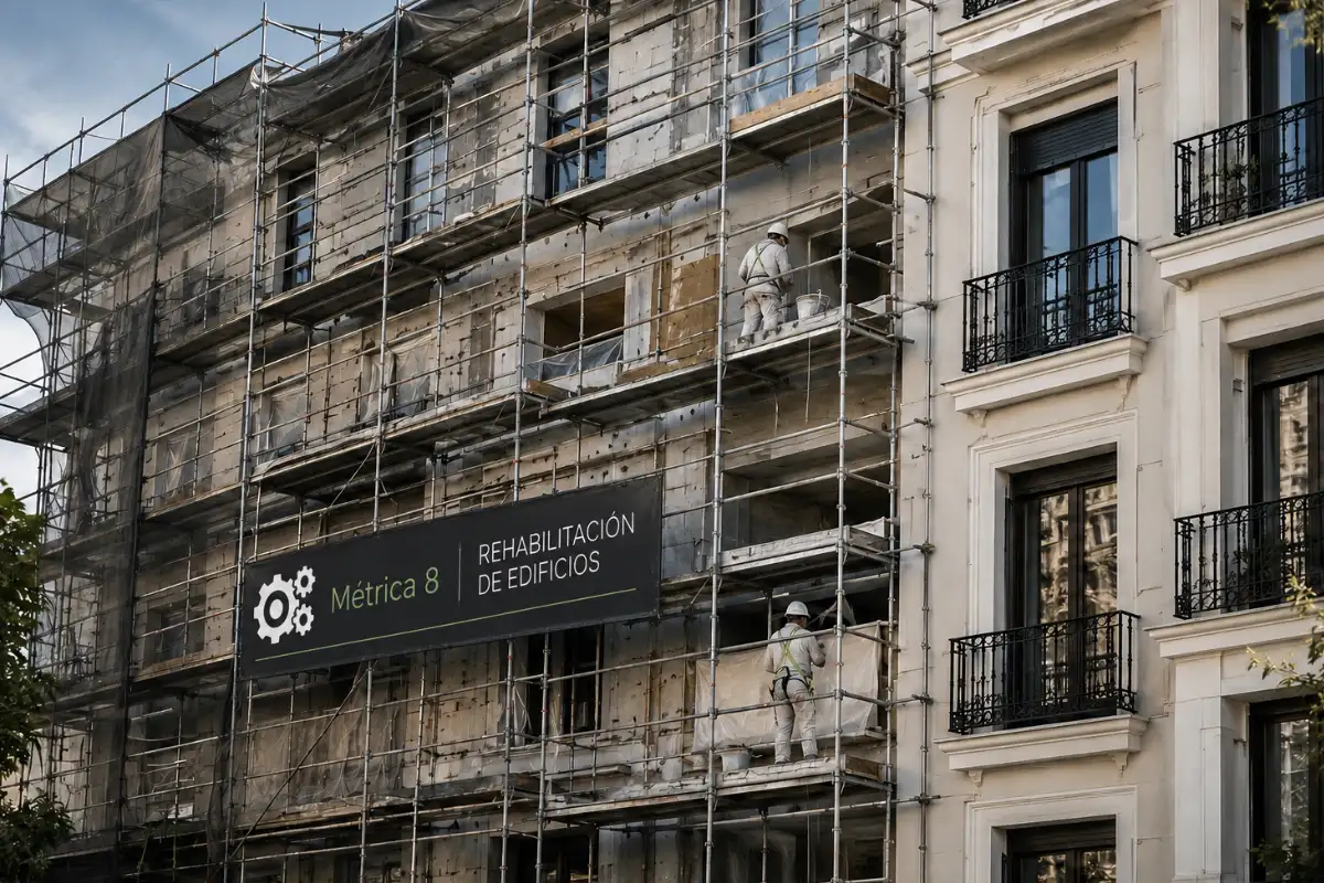 rehabilitacion de edificios en madrid con andamios y trabajos de renovacion de fachada